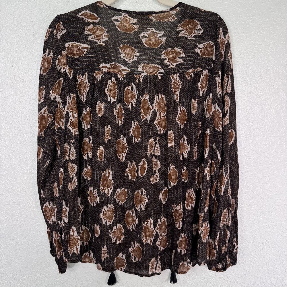 Savanna Jane Top Womens Medium Embroidered Floral Animal Snake Metallic Blouse - Picture 2 of 11